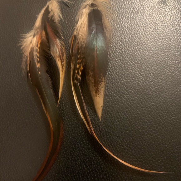 Artisan Feather Dangle Earrings - Picture 3 of 7